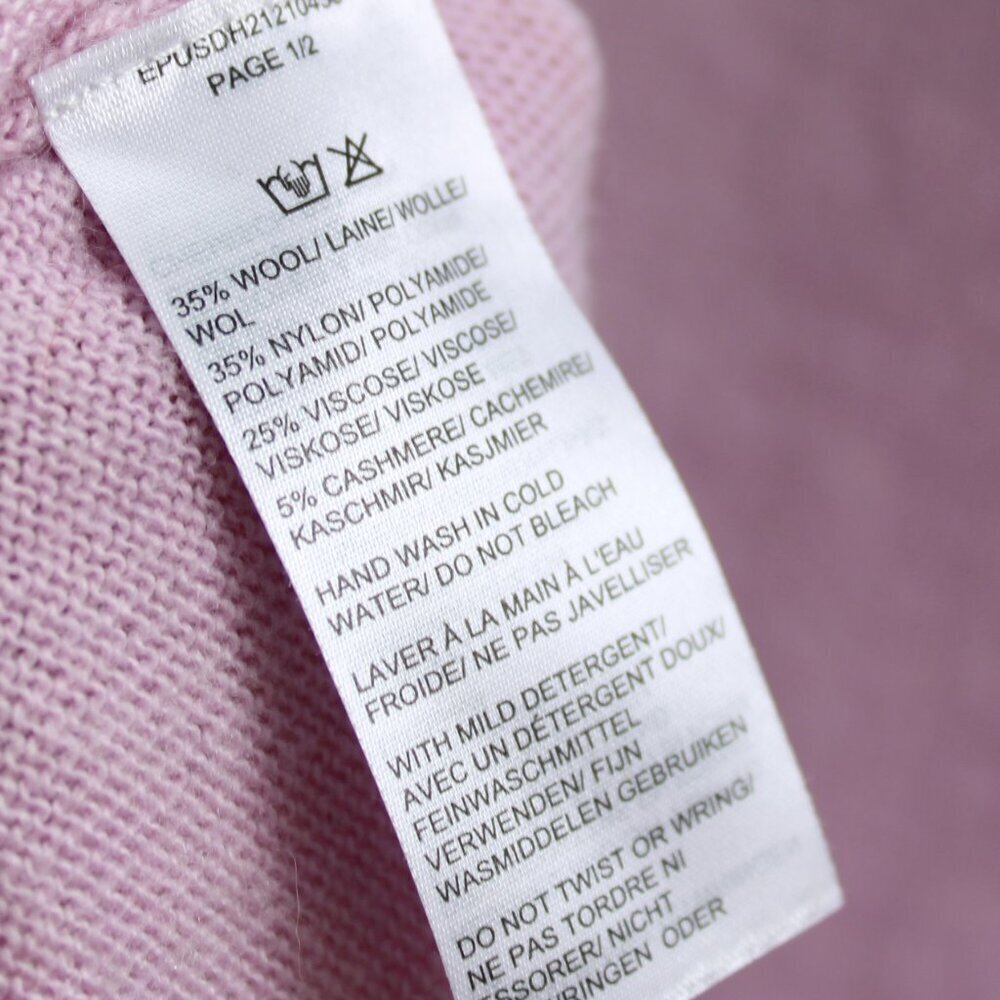 Saks Fifth Avenue Pink Ruffle V-Neck Wool Cashmere Knit Sweater Size Small - Picture 4 of 4